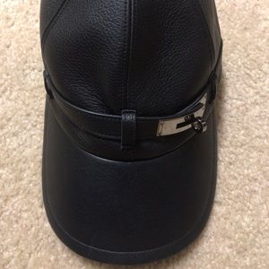 SOLD❌❗Hermes Black Leather Kelly Baseball Cap